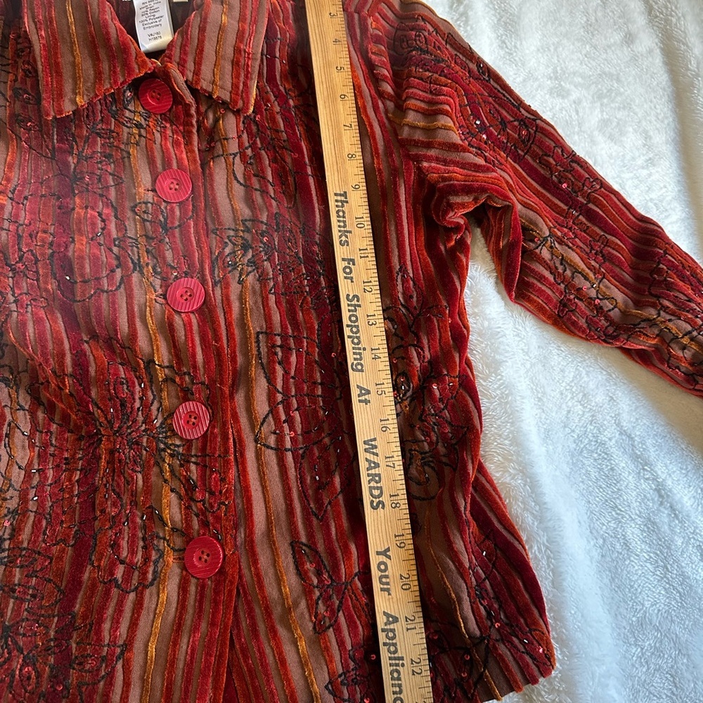 Coldwater Creek Velvet Embroidered Button Jacket - Petite Small - Picture 3 of 4